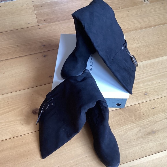 SUN+STONE Black Microsuede Allicce Regular Calf Over-The-Knee Boots 9.5 NWT NWB - Picture 9 of 15